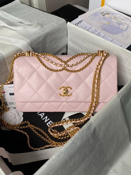 Chanel. Handbags - Chanel 24A Classic Flap Bag with Metal Fringe Chain